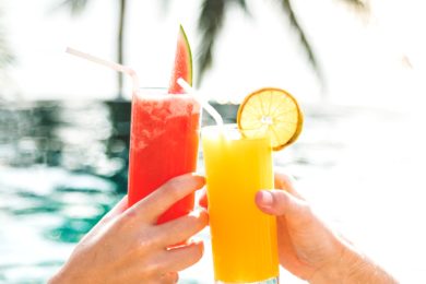 vakantie, hand, cocktail, drankje, zon